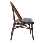 PARIS Καρέκλα Bistro, Αλουμίνιο Καρυδί, Wicker Άσπρο - Μαύρο, Στοιβαζόμενη 46Χ54Χ88