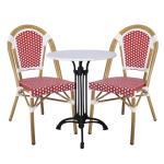 PARIS Καρέκλα Bistro, Αλουμίνιο Φυσικό, Wicker Άσπρο - Κόκκινο, Στοιβαζόμενη 46Χ57Χ88