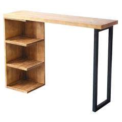 Τραπέζι μπαρ Collins pakoworld φυσικό ξύλο πεύκου 35mm φυσικό-μαύρο 139x29x90εκ